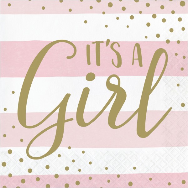 16 Welcome Baby Girl Servietten 33cm
