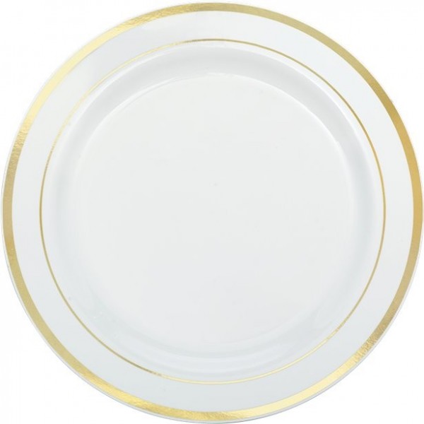 10 Weiße Goldrand Teller 26cm