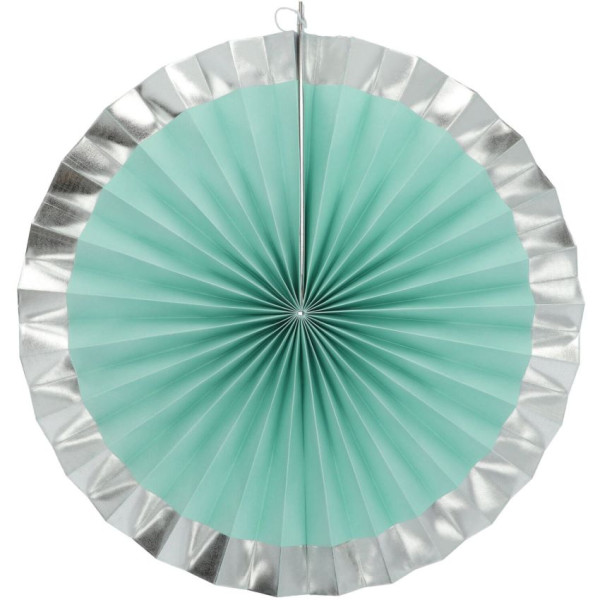 3 Papierrosetten Mint und Silber