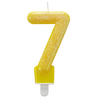 Glitzernde Tortenkerze 7 in Gelb