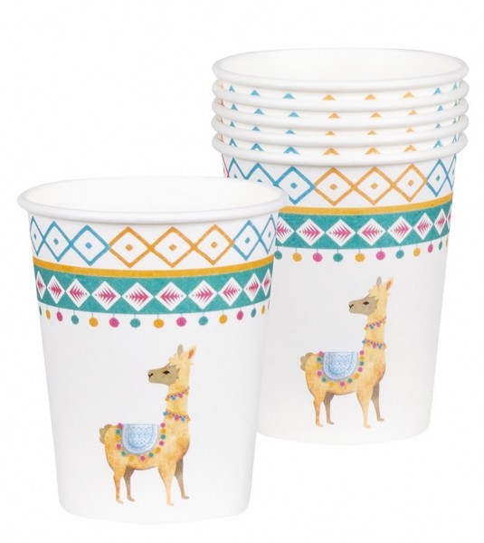 6 Lama Zirkus Pappbecher 250ml