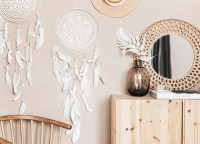 Weißer Boho Traumfänger 30 x 94cm