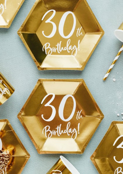 6 Glossy 30th Birthday Teller 20x17cm 3