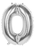 Folienballon Zahl 0 silber metallic 36cm