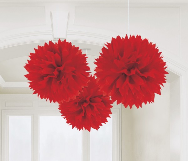 3 Romance Pompons rot
