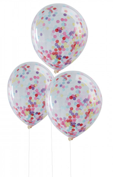 5 Mix & Match Konfettiballons bunt 30cm