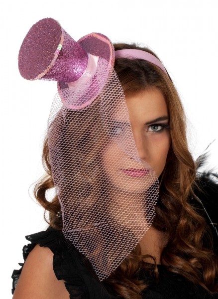 Pinker Glitzer Mini Zylinder Auf Haarreifen