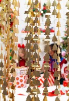 Vorschau: Goldener Tannenbaum Vorhang 1 x 2,45m