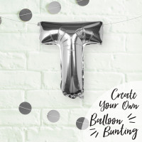Vorschau: Silberner T Buchstaben Folienballon 40cm