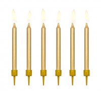 6 Geburtstagskerzen inkl. Halterungen in Gold 6cm
