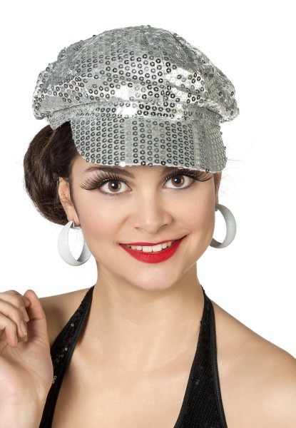 Pailletten Silber Mütze