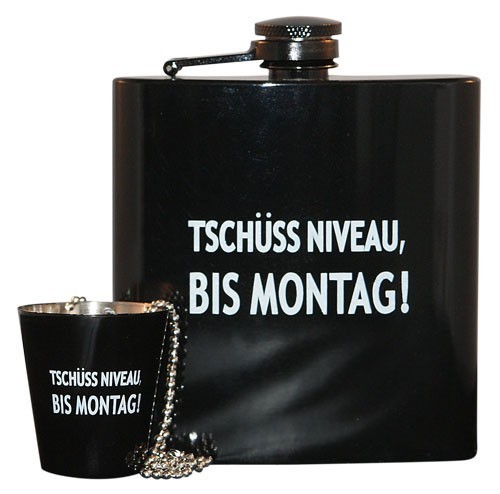 Flachmann Schnaps Set Tschüss Niveau