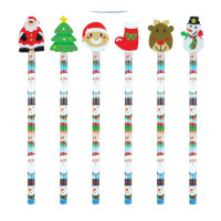 1 Bleistift mit Weihnachts-Radiergummi