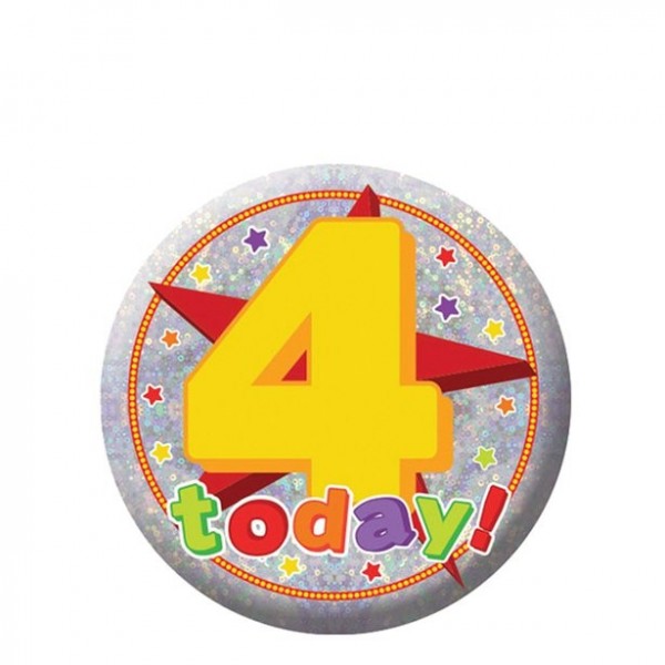 Holographischer Button 4. Geburtstag 5,5cm