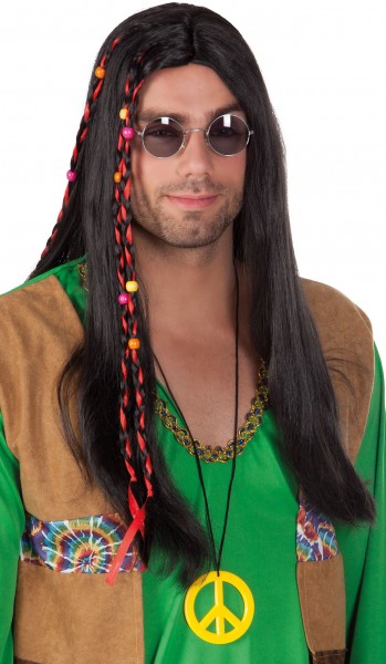 Hippie Lover Perücke Schwarz