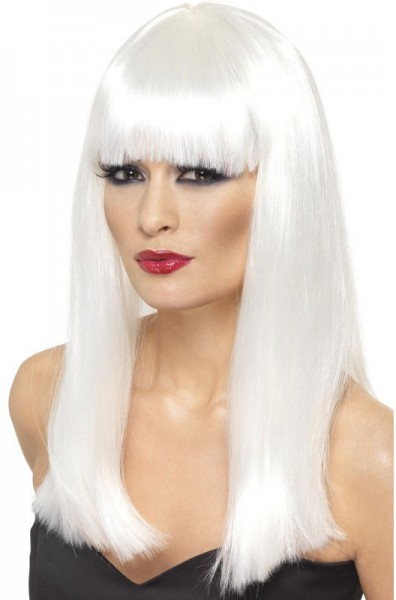 Weiße Glamour Perücke Mit Pony