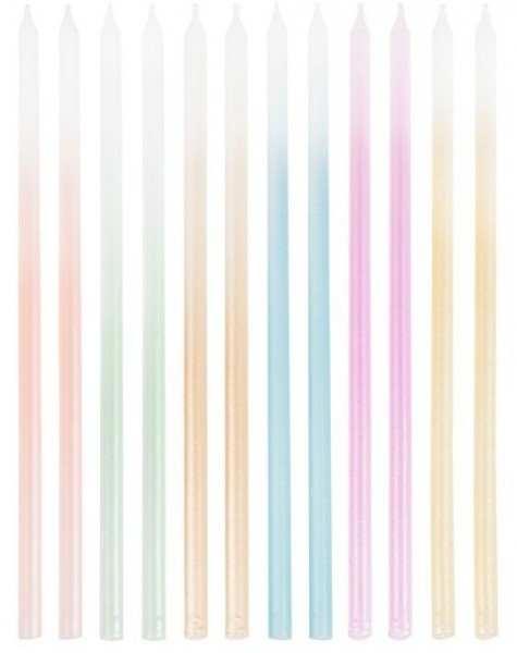 12 Bunte Ombré Pastellkerzen 18cm