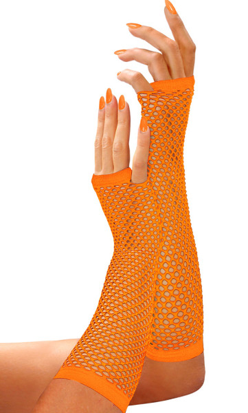 Näthandskar fingerlösa neon-orange 33cm