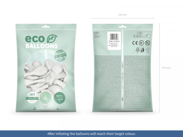 100 Eco Pastell Ballons weiß 26cm