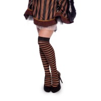 Steampunk Overknees Strümpfe braun gestreift