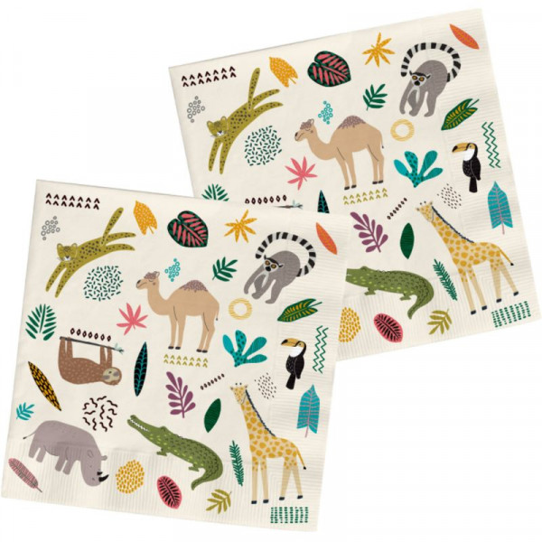 20 Zoo Birthdayparty Servietten 33cm