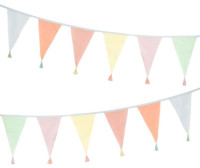 Vorschau: Pastell bunte Wimpelkette aus Stoff 3m