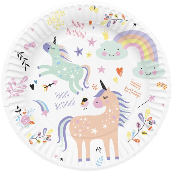 8 Glady Unicorn Pappteller 23cm