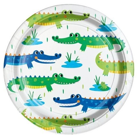 8 Krokodil Party Pappteller 18cm