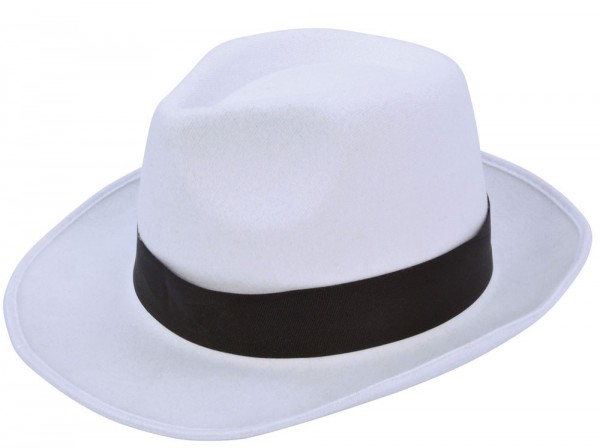 Weißer Maloney Gangster Fedora Hut