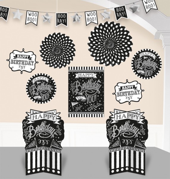 Black & White Birthday Deko Set 10-teilig