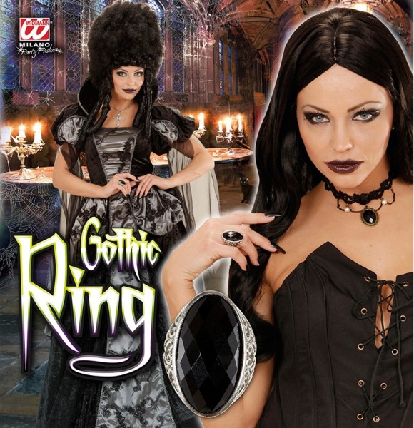 Schwarzer Gothic-Ring Aus Silber 2