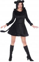 Schwarzer Panther Plüschkostüm für Damen
