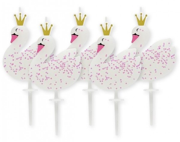 5 Royal Swan Tortenkerzen 6,7cm