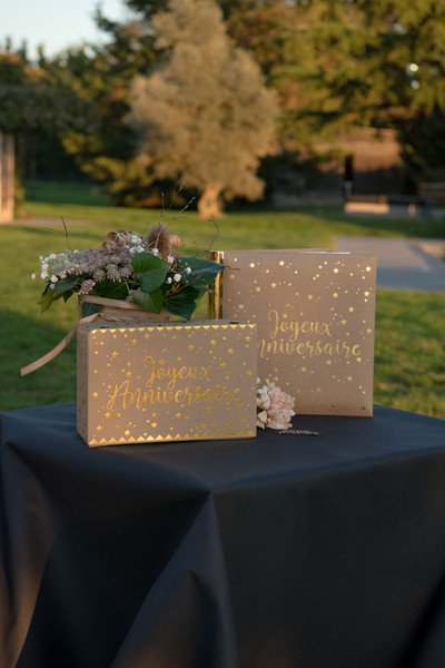 Joyeux Anniversaire Kartenbox weiß-gold 6