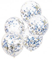 5 Blaue Baby Boom Konfettiballons 30cm