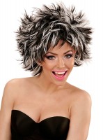 80er Jahre Perücke Stacy Schwarz Weiß