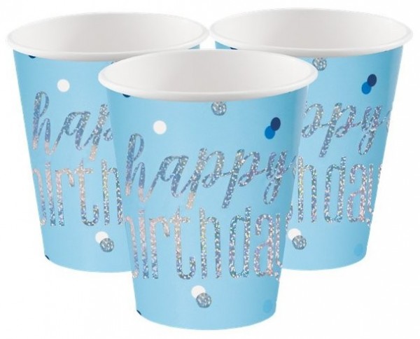 8 Blue Dots Birthday Pappbecher 266ml