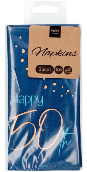 10 Elegant Blue 50th Birthday Servietten 33cm 6