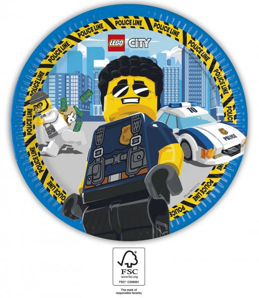 8 Lego City FSC Pappteller 23cm
