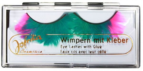 Grün-Pinke Fagiano Feder Wimpern