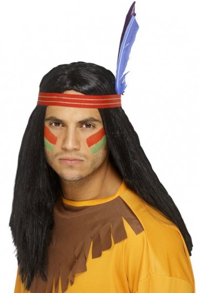 Indianer Blaue Feder Perücke