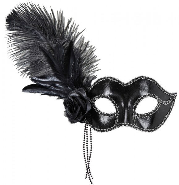 Schwarze Augenmaske Leonor Mit Federschmuck
