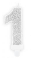 Silberschimmer Tortenkerze 1