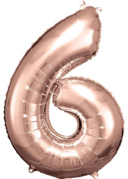 Roségoldener Zahl 6 Folienballon 86cm
