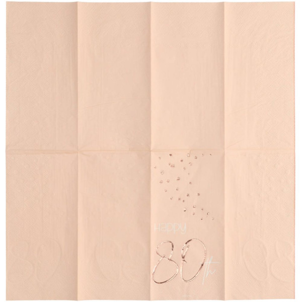 10 Rosy Blush 80th Birthday Servietten 33cm 3
