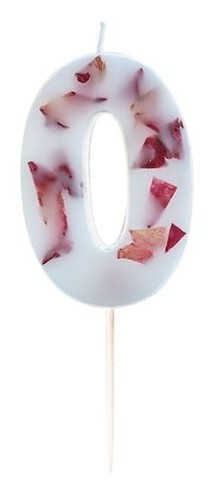 Rosenblüten Zahl 0 Tortenkerze