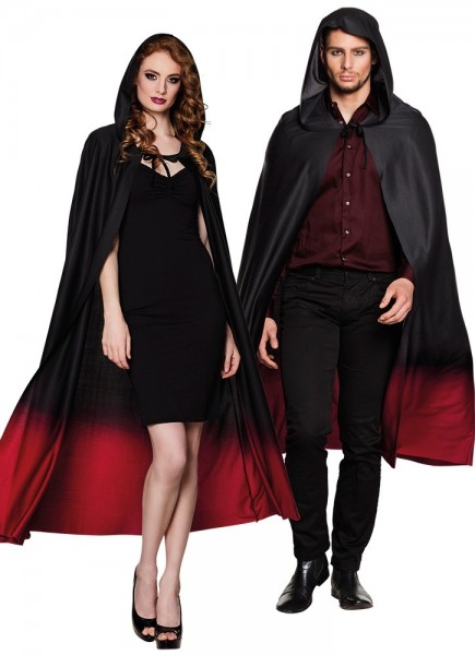 Obscuritas Cape mit Kapuze schwarz-rot