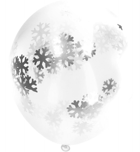 4 Schneeflocken Konfettiballons 30cm