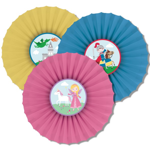 3 Prinzessin & Ritter Papierrosetten