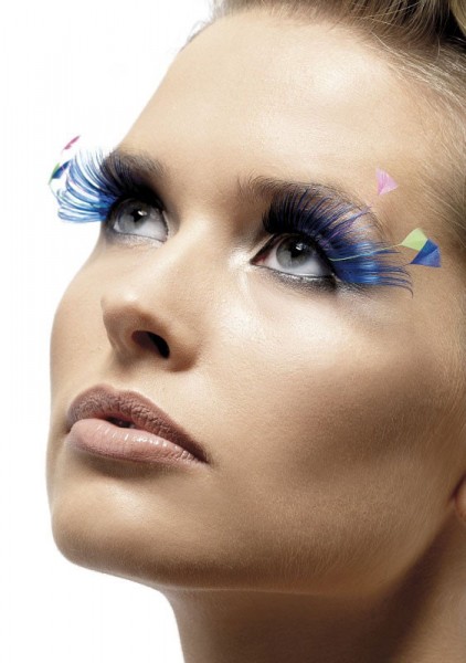 Fake Wimpern Mit Federn In Blau